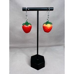 NWT Handmade Fun Strawberry Dangly Food Earrings